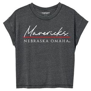 WOMEN'S WASHED MAVERICKS (CURSIVE) NEBRASKA OMAHA T-SHIRT